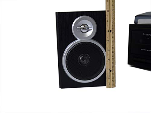 TechPlay ODC128BT 3-Speed Turntable with Cassette Player/Recorder, CD,MP3 SD Card/USB Player, Digital AM/FM Radio, AUX in, Line Out Alarm Clock, Remote and External Speakers (Cherry Wood)