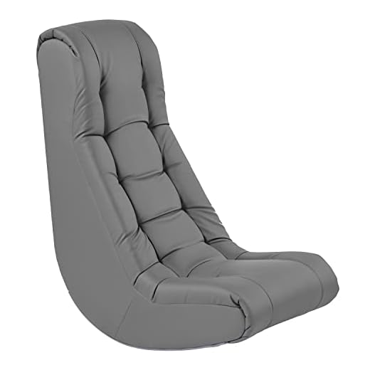 Factory Direct Partners Soft Tufted Floor Rocker - Cushioned Ground Chair for Kids Teens and Adults - Great for Reading, Gaming, Meditating, TV - Coal, 10488-GY