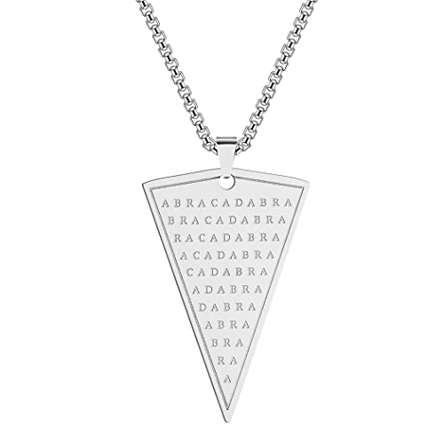 Cabalistic Abraxas Abracadabra Pendant Necklace For Men Male Magic Occult Esoteric Amulet Jewelry Necklaces, Stainless Steel, No Gemstone