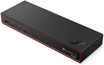 Lenovo ThinkPad Thunderbolt 5 Smart Dock 7500, 120Gbps Data Transfer, 180W Power Delivery, Multiple Display Support, 2.5Gbps Ethernet, Black