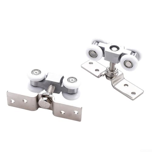 Image of Zilimontt 1 Pair Door Track Rail Hanging Rail Glass Door Guide Mute Push And Pull,Stainless Steel Hanging Wheel For Sliding Doors In Halls And Kitchen Cabinets Wadrobe Sliding Door