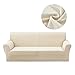 Produktbild Lanqinglv Beige Elastisch Jacquard Sofaüberwurf Wasserabweisend Sofa Überwürfe 1/2/3/4 sitzer Sofabezug Einfarbig Couchbezug Sesselbezug rutschfest Abwaschbar