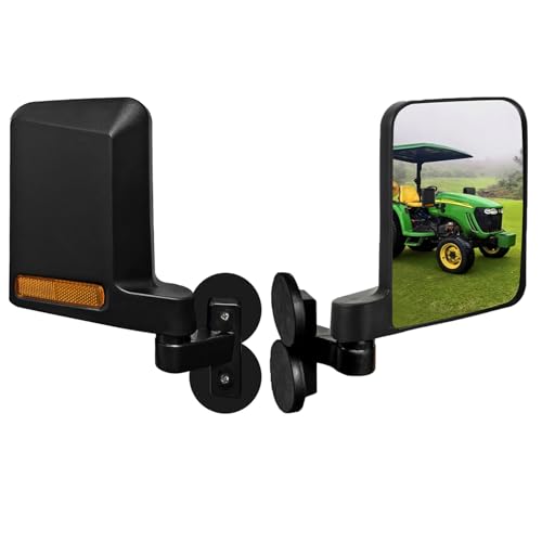 Omgro Large Magnetic Tractor Mirrors Compatible with Kubota Mahindra John Deere Strong Magnet Side Mirrors for Forklifts Lawn Movers Golf Cart Small Dozers Lift Trucks with Reflective Strips