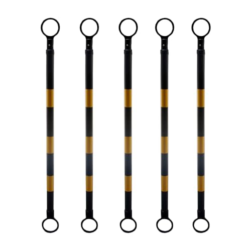 ERRULAN Retractable Traffic Cone Bar for Traffic Cones Retractable, Flexible Plastic Cones Connectors, Safety Barrier Pole with Black & Yellow Reflective Film(Expandable-1.2-2.2 M-5 pcs)