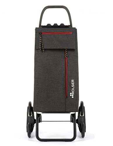 Klappbarer Einkaufsroller Rolser Wallaby Tweed 6 Räder Treppensteiger - Schwarz – Bild 4