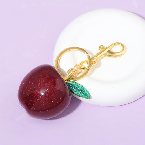 Image of Fruit Bag Charm Keychain - Gold Key Chain, Cute Purse Handbags Accessories - Beautiful Gift for Women