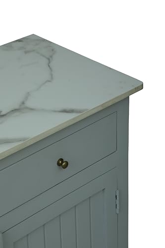 Image of Solid Wood Madrid Sideboard Cabinet with Sintered Stone Top for Living Room, Premium Acrylic Silver Grey Finish, 130x40x80 cm