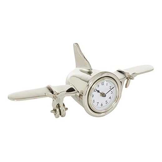 Silver Airplane Table Clock 15.75" X 6" 16 X 6