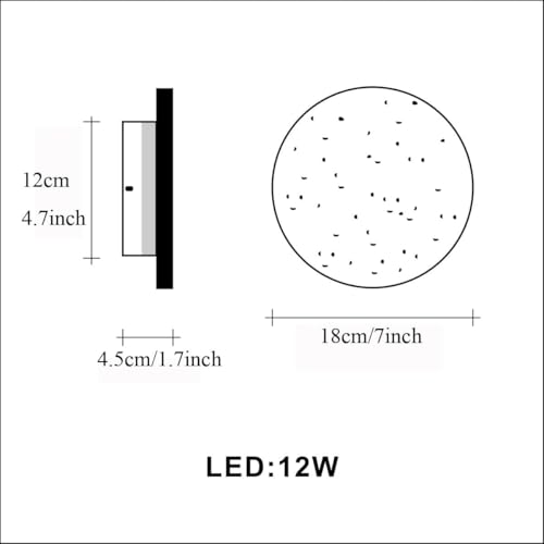 Image of Black Wall Sconce Indoor,Hallway Sconces Wall Lighting Round,Led Cement Wall Lamp Hardwired,Minimalist Wall Mount Light Flat Design,Modern Sconces Lighting for Bedroom,Living Room,12w 3000k,Warm White