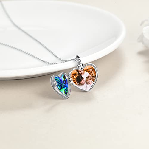 ONEFINITY Cremation Urn Necklace for Ashes Sterling Silver Abalone Shell Tree of Life Locket Necklace That Holds Pictures Heart Cremation Keepsake Memorial Ash Jewelry for Women Men3