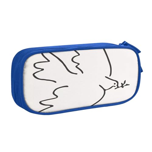 パブロ・ピカソPablo Picasso絵画ポスター (平和のハト)ペンケース 筆箱 文具ケース おしゃれ 筆袋 鉛筆ケース 鉛筆のサック 中高校生 軽量 収納バッグ 学生 子供 誕生日 入学ギフト 大容量 ダブルレイヤーBlue