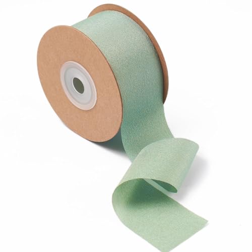 Ligtmor Large ruban décoratif Mousseline de soie 23m x 3.8cm Cadeau Mariage Tissu Ruban pour emballage cadeau DIY Décoration - Vert Eucalyptus