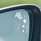 Craedli 2PCS Turtle Car Mirror Sticker Decal, Cute Waterproof Vinyl Car Rearview Mirror Decal, Funny Automotive Window Bumper Decoration Accessories for Women, Men Present (White)