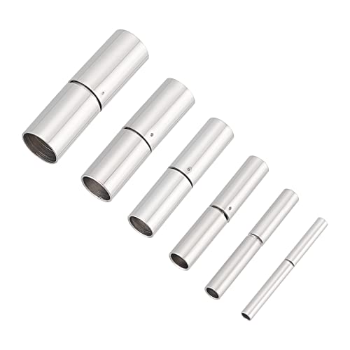 UNICRAFTALE 6 Sets 6 Sizes Bayonet Clasps Stainless Steel Cord End Caps 1.3~6mm Hole Leather Rope Clasps Jewelry Clasps Bracelet Necklace Clasp Fit for 1-6mm Leather Rope