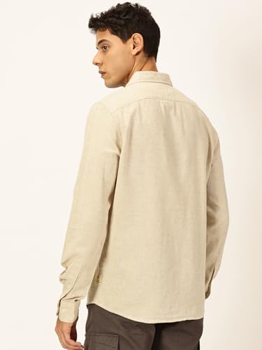 Image of Thomas Scott Men's | Solid | Premium Linen Blend | Spread Collar | Summer Wear | Long Sleeve | Shirts for Men