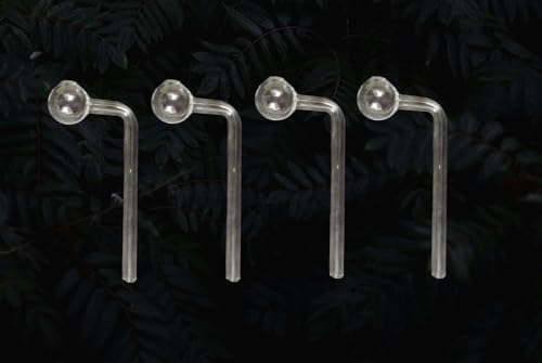 D.R.M. CREATIONS 6 inch Bend Glass Oil Burner Pipe Transparent (Pack of 4) Borosilicate Glass Inside Fitting Hookah Mouth Tip (Clear, Pack of 4)