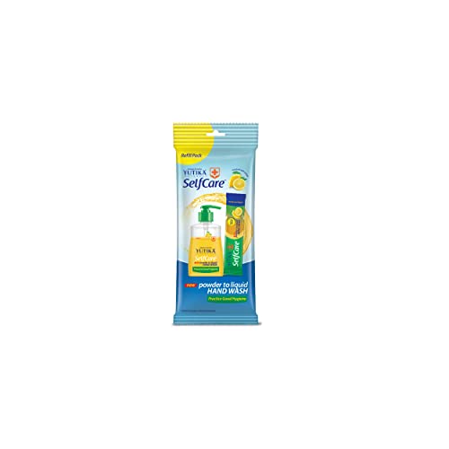 Image of Yutika Selfcare Powder To Liquid Hand Wash Combo Pack With Empty Bottle + 10 Refill Pack Of 9Gm Each (1 Refill Makes 200ml Hand Wash) Lemon