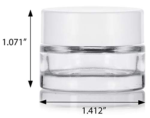 JUVITUS Clear Glass 0.25 oz Thick Wall Balm Empty Jars with White Foam Lined Smooth Lids (6 pack)2