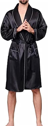 UXZDX CUJUX Men’s Black Plus Size Casual Pajamas Men’s Comfortable Silky Bathrobe Nightgown Men’s Homewear (Color : A, Size : L Code)