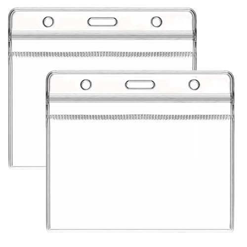 6 Pack Horizontal Plastic Badge Holders with Resealable Zipper, Waterproof ID Card Holder for Proximity Badges, Credit Cards, Driver’s License (2.4 x 3.7 Inch).