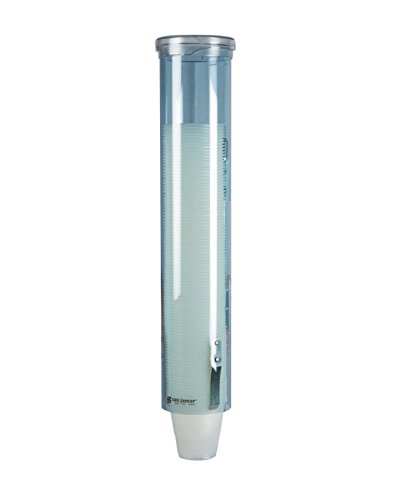 San Jamar C4160TBL Small Pull-Type Water Cup Dispenser, Fits 3 to 4-1/2 oz Cone Cups and 3 to 5 oz Flat Bottom Cups, Transparent Blue
