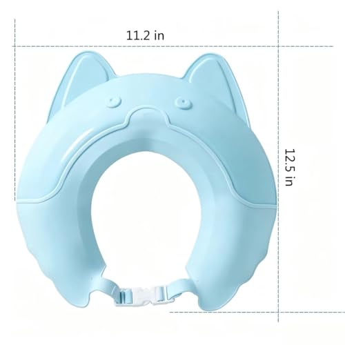 Image of Shower Cap for Kids, Baby Shower Cap bath wash Shampoo rinser shield Hat Adjustable head hair Visor Protection Toddler and Children,Prevent water from entering eyes and ears (Blue fox)