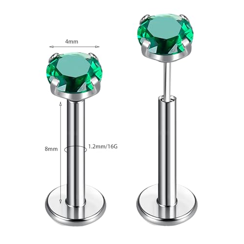 G23 Titanium Lip Rook Labret Studs Helix Tragus Earring Set 16G Threadless CZ Nose Stud Hypoallergenic Conch Lobe Cartilage Push Back Monroe Piercing Jewelry2