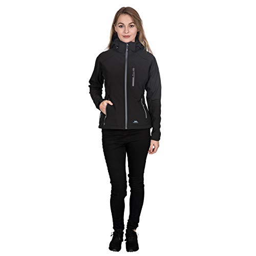 Trespass Bela II, Black, M, Wasserdichte Softshelljacke mit abnehmbarer Kapuze für Damen, Medium, Schwarz Cover