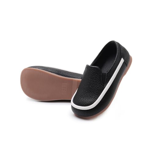 Image of SOFMUO Toddler Boys Girls Loafers Slip On Little Kids Oxford Dress Flats Casual Boat Shoes School Uniform Moccasin Daily Walking Shoes