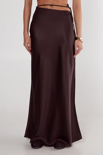Satin Cut Out Tie Waist Bias Maxi Skirt2