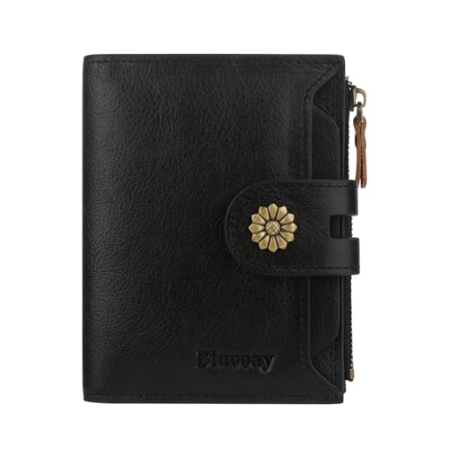 Image of Wallet Women,RFID Blocking Leather Womens Wallet Bifold Compact Card Holder Small Wallet for Women with Removable ID Window Black