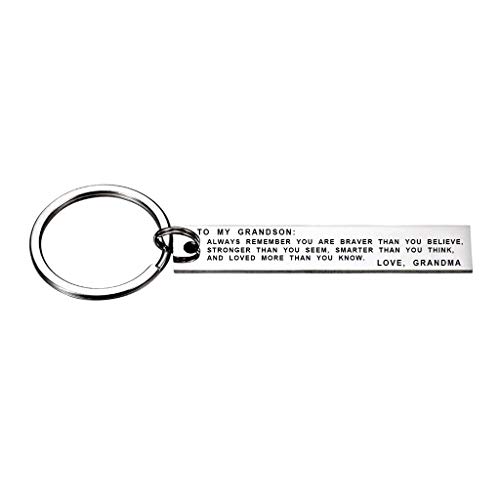 To My Grandson Always Remember You Are Braver Than You Believe Keychain Gift from Grandma