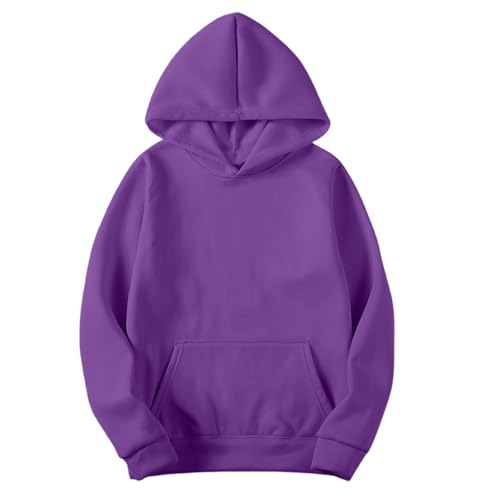 Hoodies for Men Pullover,Oversized Long Sleeve Fleece Hooded Sweatshirt Lightweight Casual Fall Winter Y2K Hoodies Purple2