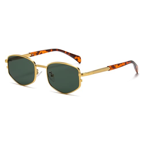 Image of LJCZKA Trendy Square Metal frame Sunglasses for Women Men Retro Polygon Sun Glasses Luxury Classic Shades