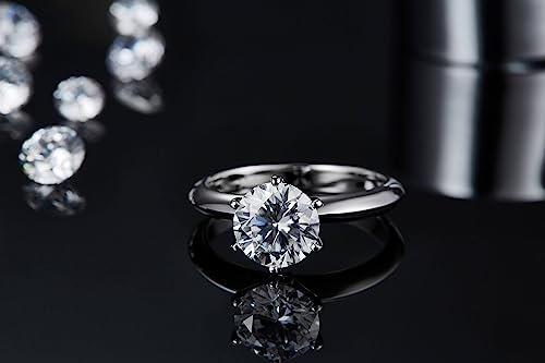 Gem's Beauty Green Moissanite Rings 0.5Ct /1.0Ct/1.5Ct/2.0Ct/3.0Ct/5.0Ct D Color Round Diamond Green Moissanite Rings Sterling Silver Band Ring Wedding Engagement Rings for Women(Size 5-10)3