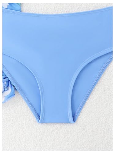 Girl's 3 Piece Bikini Swimsuit Cut Out Bikini Set Bathing Suit with Floral Beach Skirt4