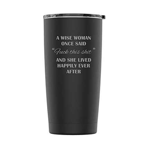 Stainless Steel Powder Coated 20 oz Tumbler Splash Proof Lid 2 Straws, Triple Wall Vacuum Insulated, Mug Coffee Cup Travel, Camping, Work, Gym Hot Cold Drinks (Black, Wise Woman) Cover