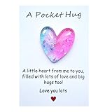 YOJO Pocket Hug Heart with Greeting Cards, Little Heart Pocket Hug Token, Long Distance Relationship Gifts, Thinking of You Gifts for Women Men Him Her (Blue Pink)