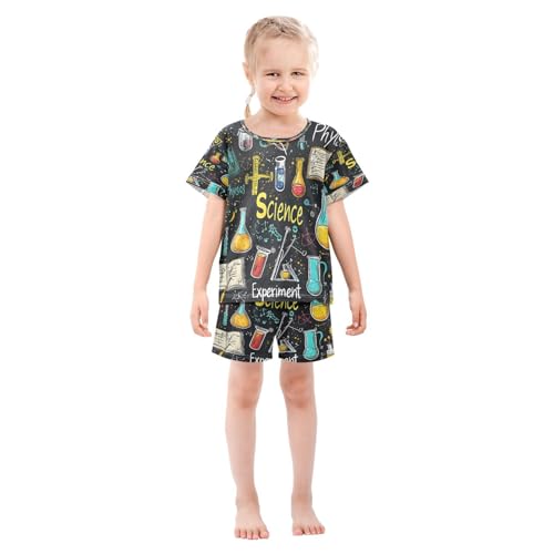 ALAZA Science Physics Stylish Pajamas Set Short Sleeve Cotton Sleepwear Summer Pjs 2 Piece 5-14Y3