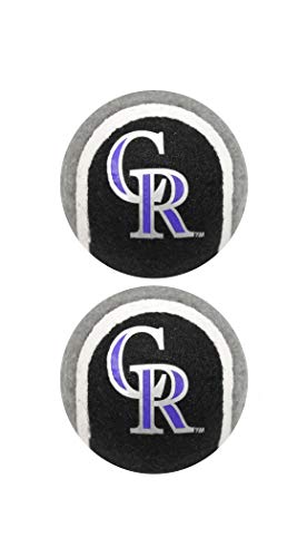 MLB Colorado Rockies TENNIS BALLS for DOGS & CATS - 2 piece set with Team Logo in Vibrant Team Color