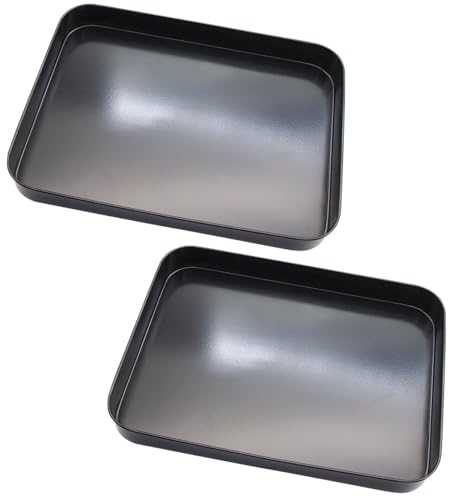 2 Pcs Cookie Baking Sheet with Nonstick Coating, 10 In x 7.4 In x 1 In Black Square Iron Plate for Baking (black)