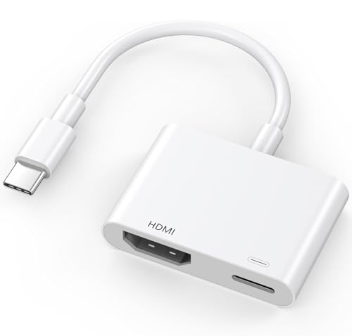 Adaptador USB C a HDMI certificado MFi para iPhone 15 16 a TV, 4K@60Hz Dongle de carga rápida de 100W tipo C a HDMI para iPad Pro, MacBook Air / Pro, Galaxy S25 / S24 a monitor de proyector HDTV