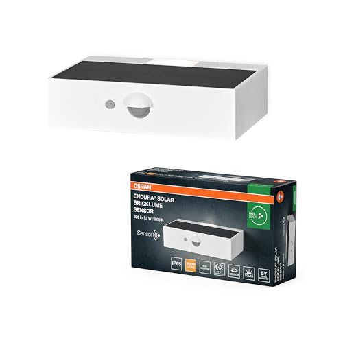 Osram Endura Style Bricklume Sensore, Luce Solare, 3 W, 300 Lm, Bianco, Illuminazione Indiretta, Rilevatore Di Movimento, Sensore Di Luce Diurna, Clas