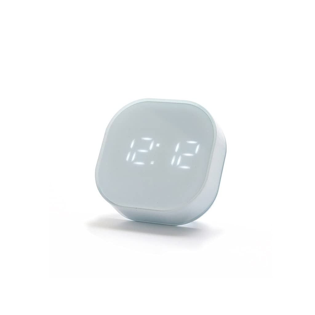 Hrwly White-Style Electronic Square Silent Bedside Alarm Clock Intelligent Temperature Sensing Magnetic Attraction Desk(White-Style)