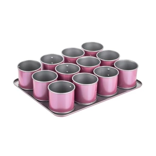 Zenker creative studio 12er Mini-Törtchen-Backblech, Cupcake Backform, Minikuchenform mit Antihaftbeschichtung, Kuchenform für kleine Kuchen, kreatives Backen (Farbe: rosa, silber), Menge: 1 Stück