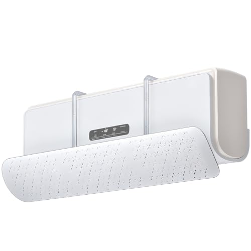 Desviador Aire Acondicionado, Deflector Aire Acondicionado Split, ABS, Ajustable 180°, Instalación Sin Taladro, 93x17cm