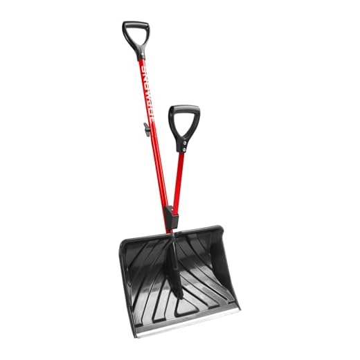 Snow Joe SJ-SHLV01-RED Shovelution Strain-Reducing Snow Shovel | 18-Inch | Spring Assisted Handle (Red)