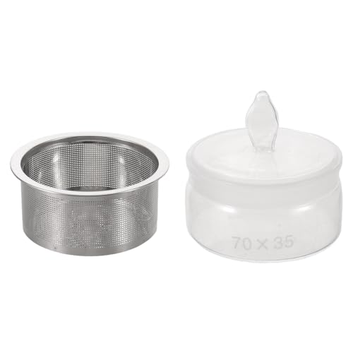 SOESFOUFU 1 Ensemble de coupelle à Huile en Verre de précision avec Filtre en Acier Inoxydable, Pot de Nettoyage pour pièces de Mouvement de Montre, Pot de lubrifiant filtré pour Le Nettoyage des