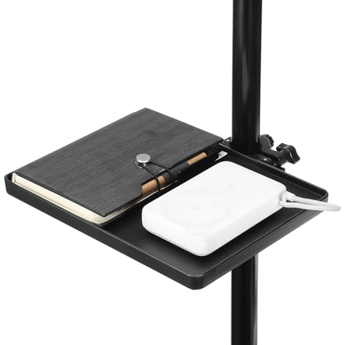 UTHCLO マイクスタンド用クランプ式トレー 中型プラスチック製高さ可能な収納棚 ライブ配信用ピック スマホ置き場付き音響機器対応