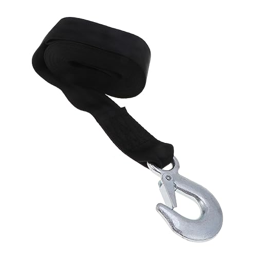 FUNOMOCYA 4.7cm Wide Marine Winch Strap Black Steel and Polyester Winch Rope for Trailer Towing